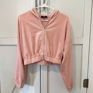 Pink velvet zip up